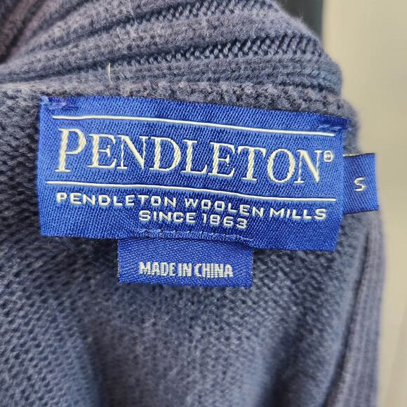 Vintage Pendleton Cardigan Sweater Cotton Blue 90s Preppy Classic S - Picture 3 of 4